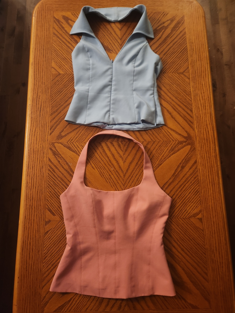 Zara Pink Halter Bustier & Light Blue Collared Bustier